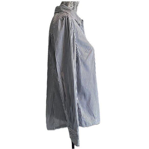 Jacob, dress shirt women's, XL, Black &white Striped button up high collar darts - Picture 5 of 16